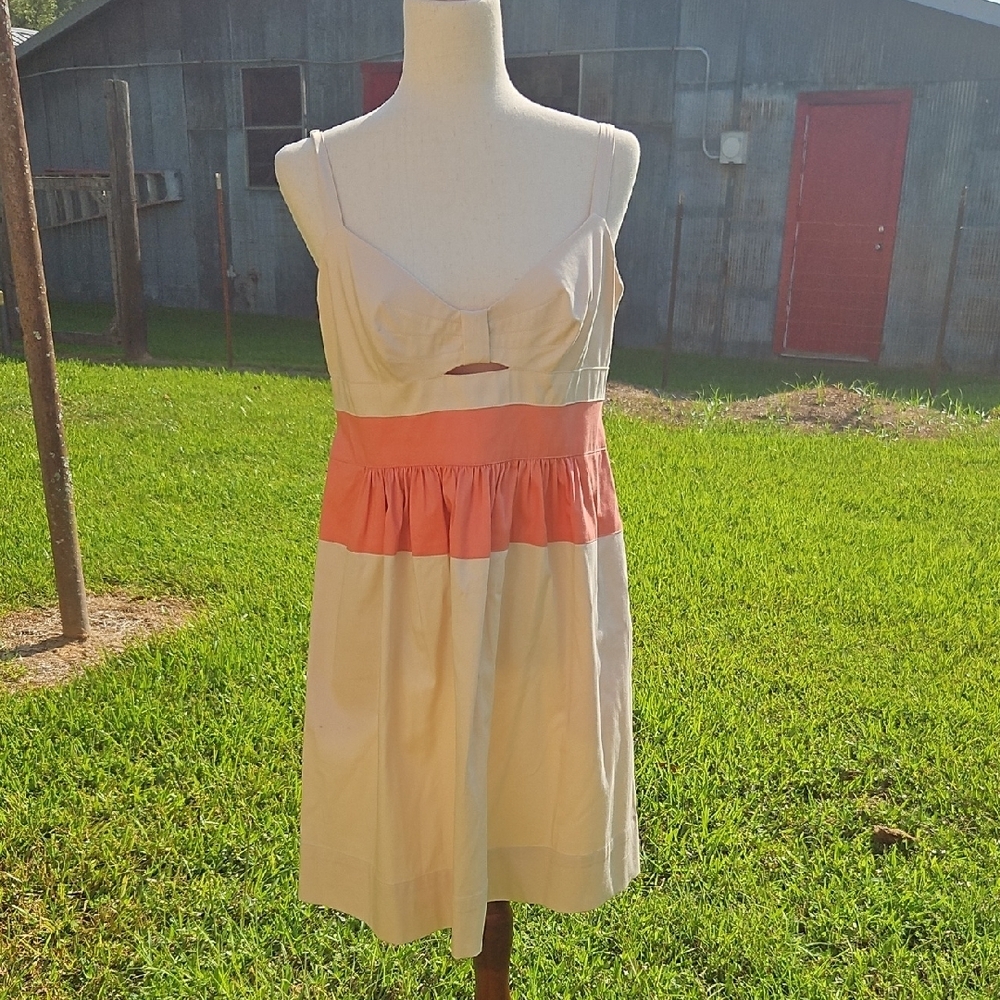 Jessica Simpson Cream and Coral Sleeveless Dress